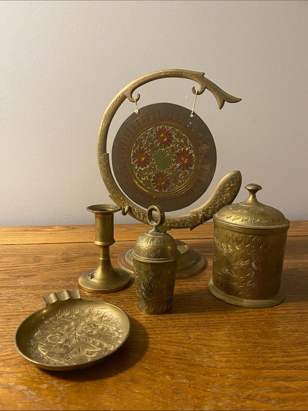 Antique/Vintage Indian Hand Etched Brass Collection